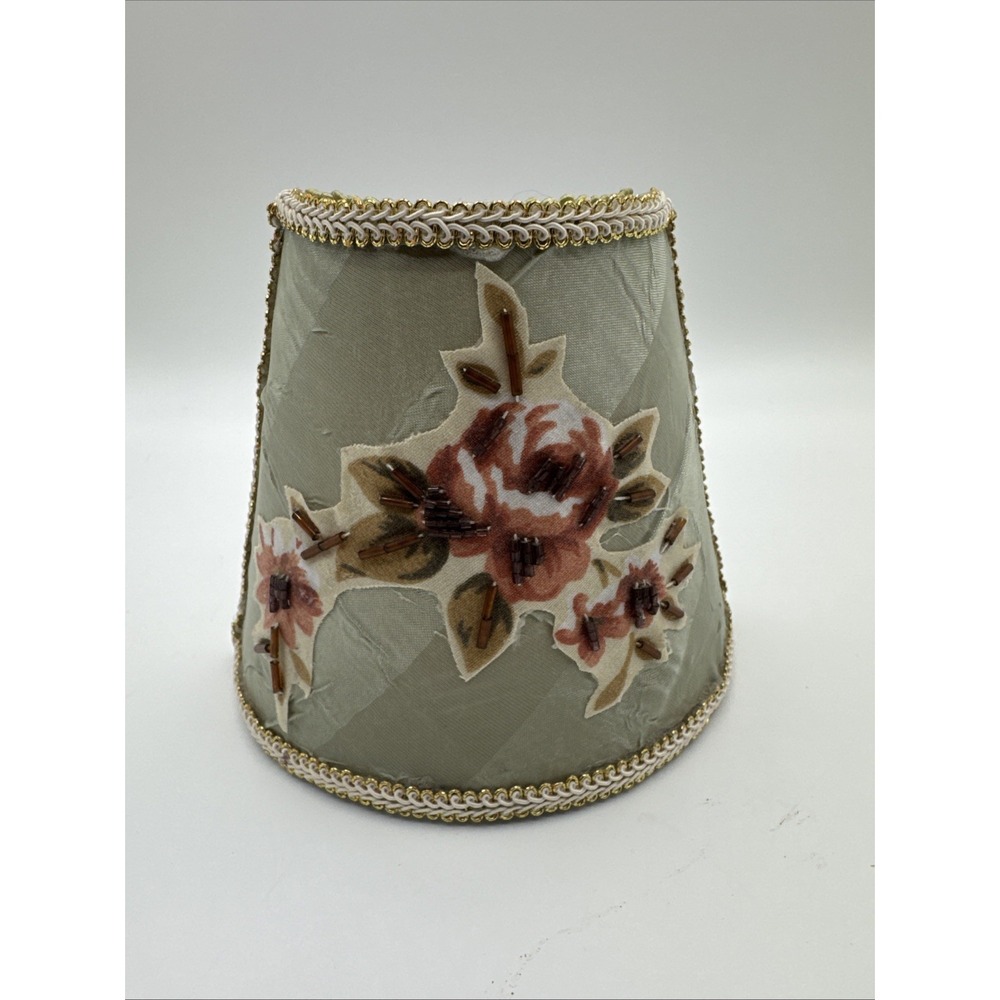 Vintage 1984 Victorian Swiss Lace Floral Beaded Night Light Lamp Shade 5.5"